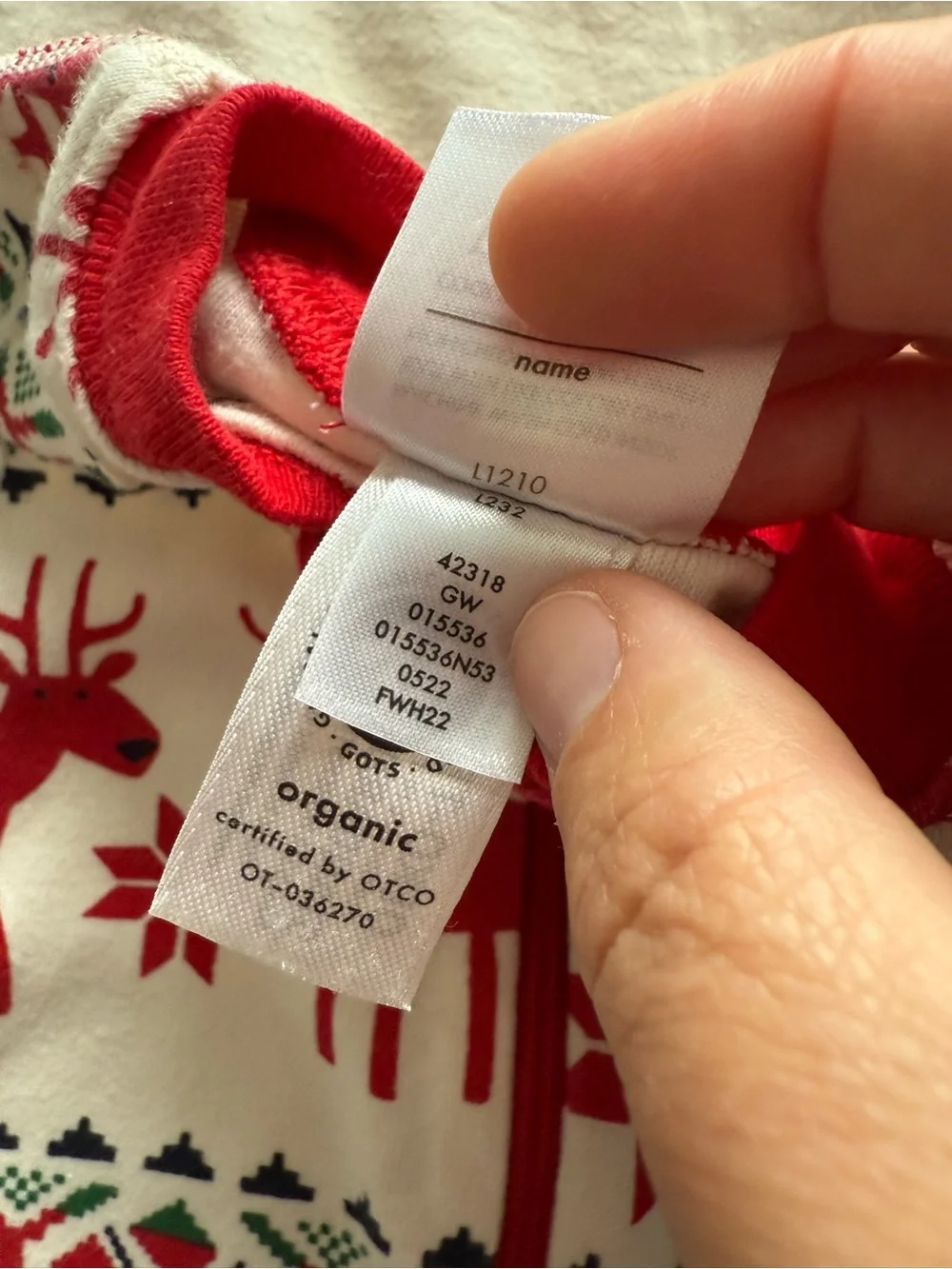 Hanna Andersson Organic Cotton Zip Sleeper 0-3M Fair Isle Dear Deer Christmas